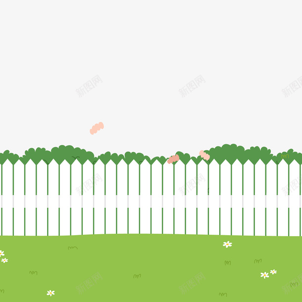 白色围栏草地png免抠素材_新图网 https://ixintu.com 卡通草地 围栏 白色围栏 背景装饰 花园