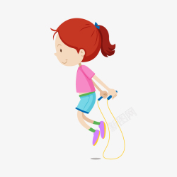 儿童运动会项目卡通跳绳的小女孩矢量图高清图片