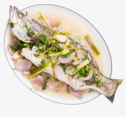 饭店食材一盘美味的蒸鱼高清图片