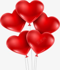红色简约爱心气球装饰图案素材