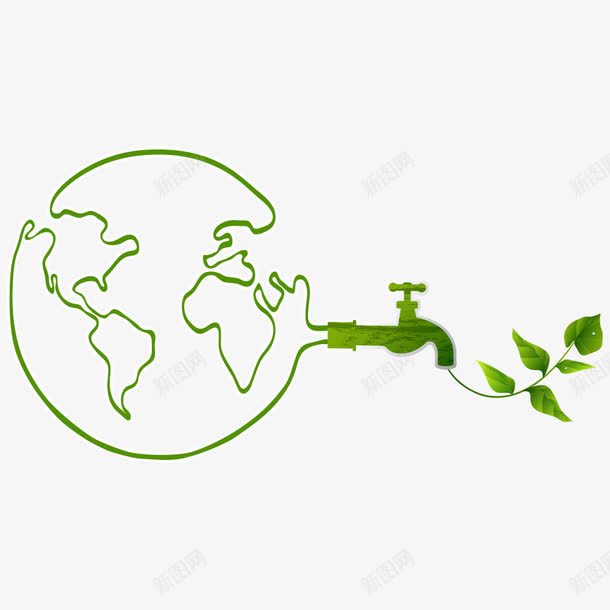 能源环保png免抠素材_新图网 https://ixintu.com 低碳 保护环境 减排 树叶 植物 水龙头 环保 生态 绿色 绿色能源 能源 能源环保 自然 节能