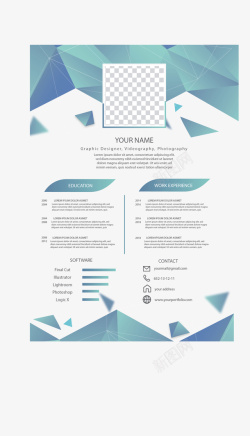 绿色边框几何图表绿色边框个人简历矢量图高清图片