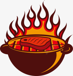 烧烤节红色卡通火炉烤炉高清图片