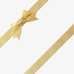 丝绸丝带实物设计实物金色蝴蝶结丝带高清图片