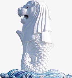 白色新加坡狮头鱼尾雕塑素材