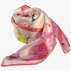 链条图案丝巾粉色花卉图案丝绸丝巾高清图片