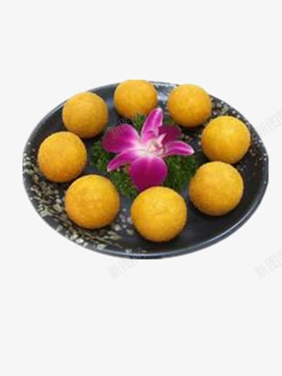 香芋地瓜丸png免抠素材_新图网 https://ixintu.com 丸子 地瓜球 甜点 美食 金黄