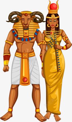 古埃及法老埃及羊头法老和夫人高清图片
