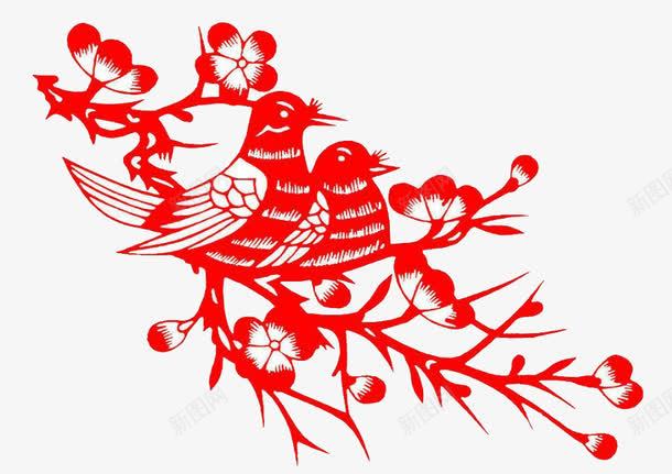 两只漂亮的鸽子png免抠素材_新图网 https://ixintu.com 中华民族 中华风 剪纸 汉族文化