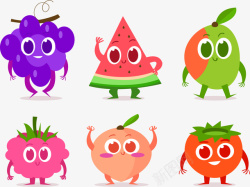 可爱的葡萄6款彩色表情水果矢量图高清图片