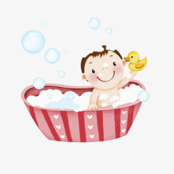 儿童香皂洗澡卡通洗澡男孩图高清图片
