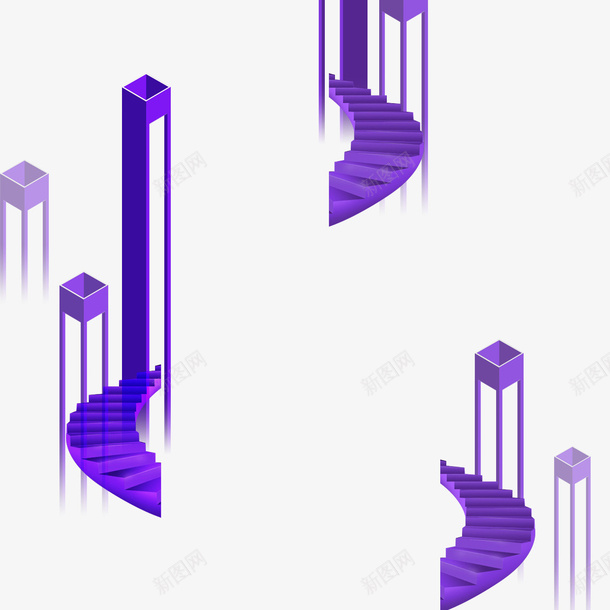 紫色楼梯png免抠素材_新图网 https://ixintu.com 创意 台阶 向上 商务 攀登 楼梯 盘旋 紫色 设计