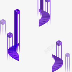 紫色楼梯素材