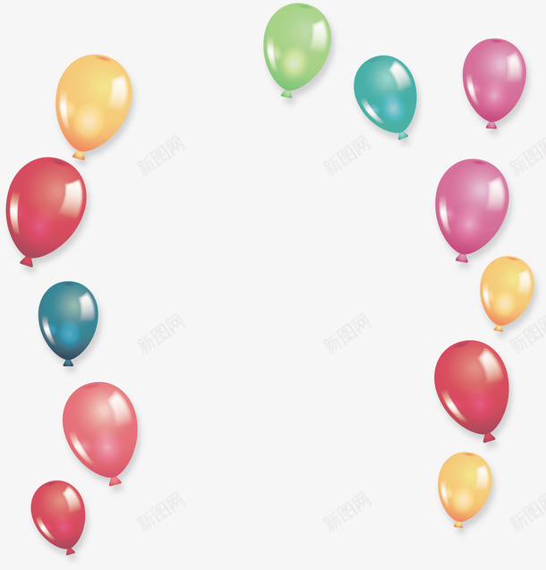 装饰气球矢量图ai免抠素材_新图网 https://ixintu.com 充气 光影 创意 彩色 排列 气球 相框 童话 装饰 矢量图