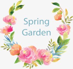 春天的花园水彩花藤春天花园高清图片