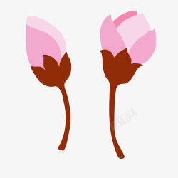 粉红色花骨朵春季樱花桃花矢量图素材