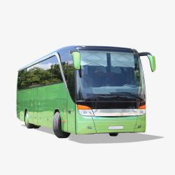 长途绿色旅游大巴车公交巴士高清图片