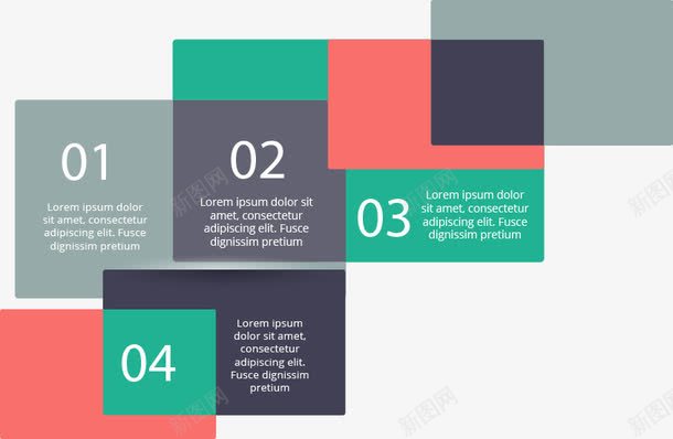 彩色叠加模块png免抠素材_新图网 https://ixintu.com 分区 分类 扁平化 数字 英文标注