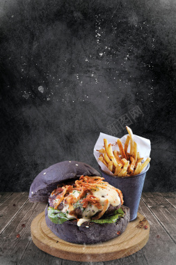 紫薯汉堡套餐美食海报背景