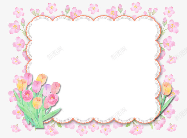 粉色春季花朵框架png免抠素材_新图网 https://ixintu.com 春天 春季 春日 自然 花朵框架 边框纹理 鲜花