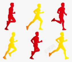 黄色剪影跑步运动高清图片
