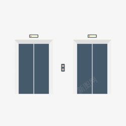 扁平化门手绘扁平化蓝灰色电梯门高清图片