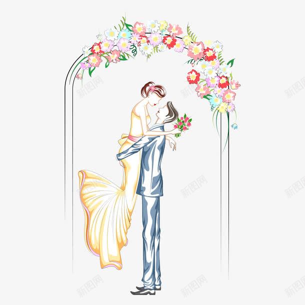 结婚png免抠素材_新图网 https://ixintu.com wedding 人物 卡通人物 婚礼 婚纱照 拱门 结婚