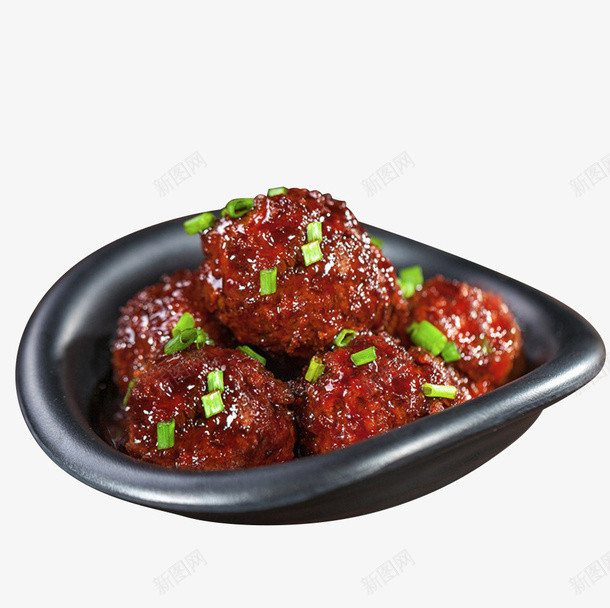 红烧狮子头png免抠素材_新图网 https://ixintu.com 好吃的 红烧狮子头 美味的 美食 葱花 酱油 食物