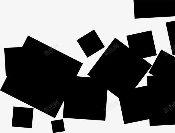 黑色拼接方块图标png_新图网 https://ixintu.com 不规则图形 拼接色块 方形方块 简约格子 装饰图案 黑色方块