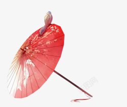 带带子的红色花折伞花折伞红色雨伞高清图片