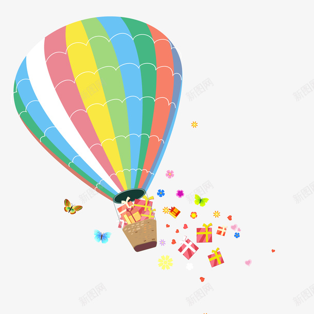 卡通装满礼物的热气球png免抠素材_新图网 https://ixintu.com 卡通 彩色 热气球 礼物 节日礼物 飞天