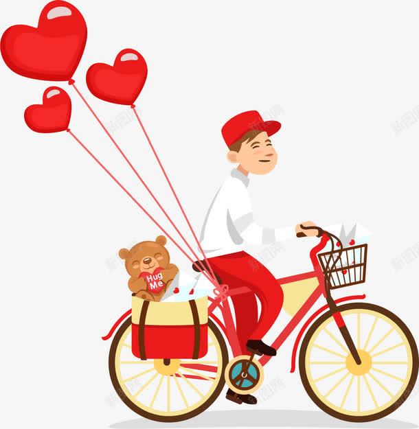 情人节骑车的男人png免抠素材_新图网 https://ixintu.com 情人节 爱心气球 爱情 红色爱心 骑着单车 骑车的男人
