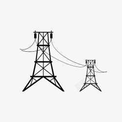 黑白电线塔黑色手绘高压电线塔高清图片