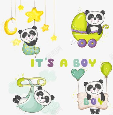 可爱彩虹相框卡通熊猫动物图标矢量图图标