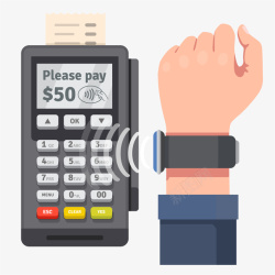 付款界面设计扁平智能手表支付方式界面矢量图高清图片