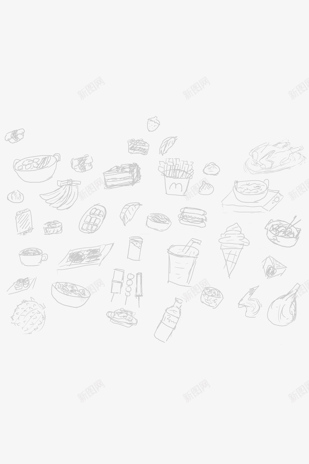 卡通线描食物手稿png免抠素材_新图网 https://ixintu.com 手绘美味 手绘食物线描稿 手绘食物线描稿免费下载 美食