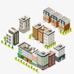 房屋建筑物卡通城市的建筑物矢量图高清图片