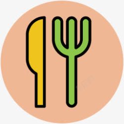 刀叉的剪影餐饮厨具卡通手绘盘子刀叉图标高清图片