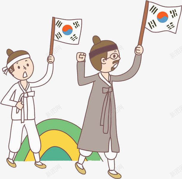 韩国学生png免抠素材_新图网 https://ixintu.com 卡通 和服 国旗 学生 手绘 水彩 爱国 男孩 韩国