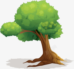 棕色的大树春天茂密绿色大树高清图片