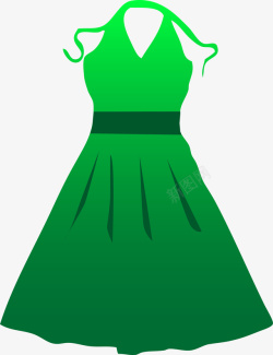 时尚男士服装卡通可爱女士绿色渐变连衣裙矢量图图标高清图片