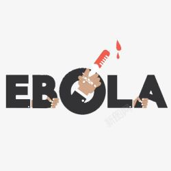 x字母变形埃博拉病毒与注射器手势高清图片