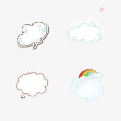 简单可爱花框云朵贴纸卡通气泡高清图片
