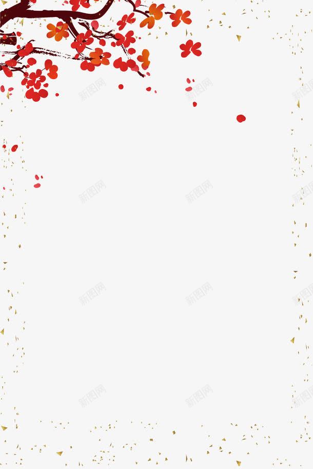 红梅边框png免抠素材_新图网 https://ixintu.com 梅花 植物 红梅 红色 花卉 花边 边框 鲜花