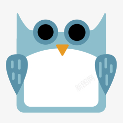 湖蓝色猫头边框卡通可爱的猫头鹰标签矢量图高清图片
