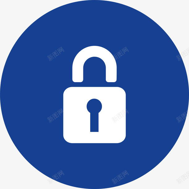 白色锁扣图标png_新图网 https://ixintu.com 白色方块 白色锁扣 简约图标 蓝色圆圈 锁孔 锁扣图标