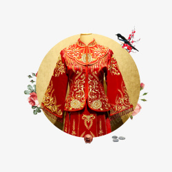古装婚纱背景复古中式龙凤褂嫁衣高清图片