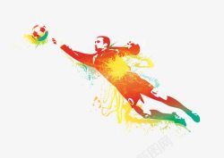 踢足球运动员足球运动员喷墨水彩剪影矢量图高清图片