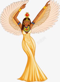 有翅膀的女人挥舞着翅膀的埃及艳后高清图片