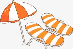 海边躺椅太阳伞高清图片